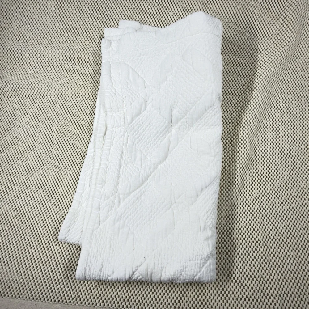 Pottery Barn White Quilted King Pillow Sham 100% Cotton 20x36 Made in Portugal